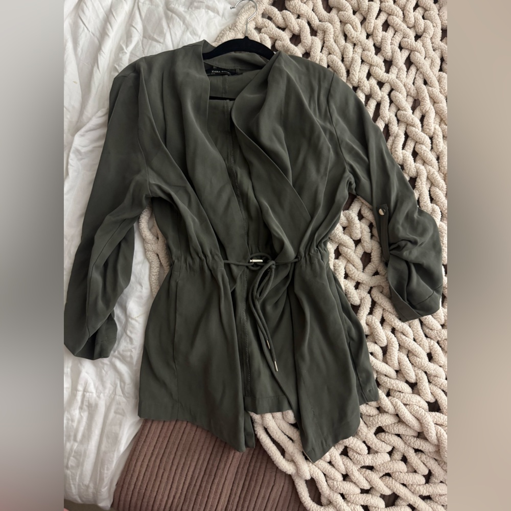 Zara Olive Green Drawstring Utility Jacket